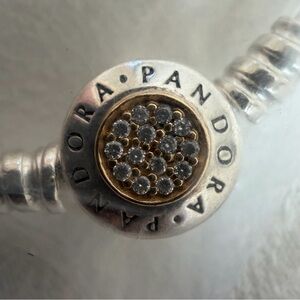 Pandora Signature Bracelet w/ Sterling & 14K Gold and Clear Zirconia - 590741CZ